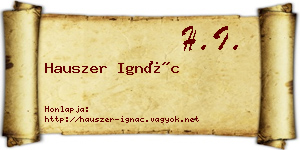Hauszer Ignác névjegykártya